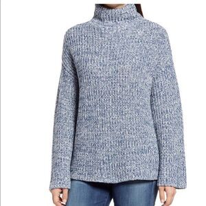 Caslon Blue Ensign-Ivory Marl Shaker Mock Neck Chunky Knit Sweater